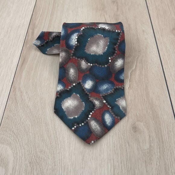 Vintage 90s Christian Dior Monsieur Men's Italy Made 100% Silk Necktie 59"x3.75" - Picture 3 of 11